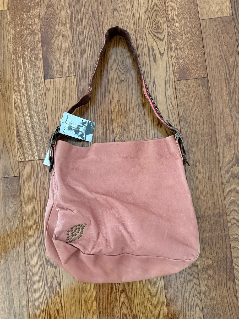 Betsey Johnson Pink Leather Stud Accent Shoulder Bag